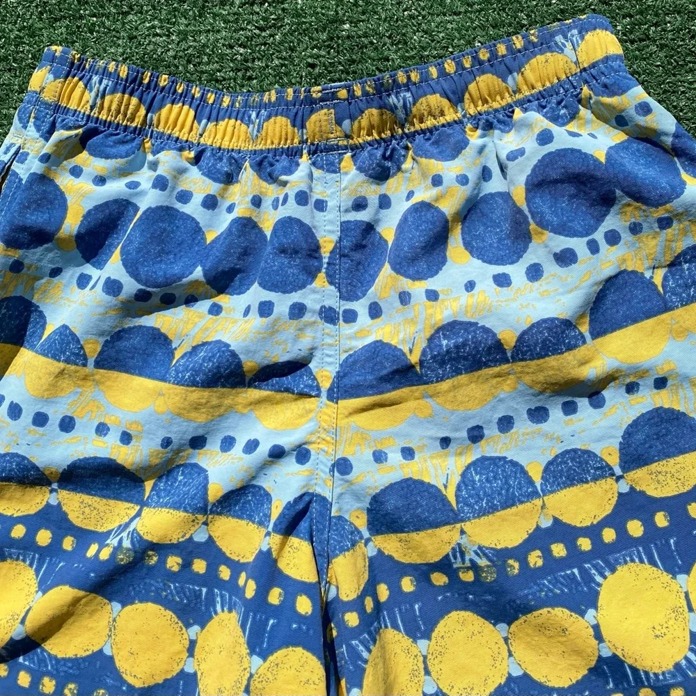 Patagonia Boys Blue and Yellow Patterned Swim Trunks